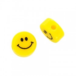 Resin Bead Round Flat Face Smile 10mm/5mm (Ø2mm)