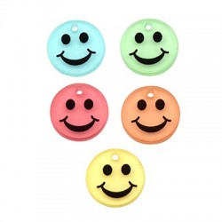 Plexi Acrylic Charm Round Face Smile 17mm