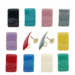 Steel Earring Rectangle w/ Enamel 13x20mm