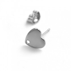 Stainless Steel Earring Pin Heart 8x12mm