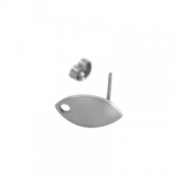 Boucle d'oreille avec support ovale en Acier Inoxydable 6x12mm