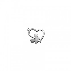 Stainless Steel 304 Charm Heart w/Butterfly 11x13mm