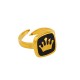Anillo de Metal Laton Ajustable Cuadrado con Corona Esmaltado 12mm