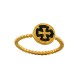 Enameled Brass Cast Finger Ring Round Cross 9.3mm