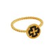 Enameled Brass Cast Finger Ring Round Cross 9.3mm