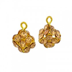 Ciondolo in Metallo Cubo con Strass 10mm