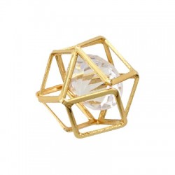 Metal Charm Polygon with Stone 16mm
