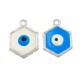 Zamak Charm Hexagon Evil Eye w/ Enamel 17x23mm (Ø2mm)