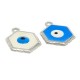 Breloque Hexagonale en Zamak Émaillé « œil Maléfique » 17 x 23 mm Ø 2 mm