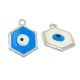Breloque Hexagonale en Zamak Émaillé « œil Maléfique » 17 x 23 mm Ø 2 mm