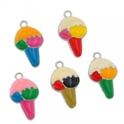 Zamak Charm Icecream with Enamel 13x24mm