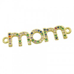 Brass Connector "mom" w/ Zircon 31x7mm