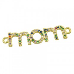 Zircon Brass Connector "mom" 31x7mm