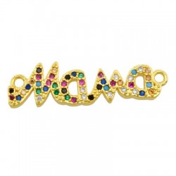 Zircon Brass Connector "Mama" 26x8mm