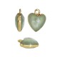 Semiprecious Stone Charm Heart w/ Brass Setting 12mm