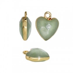 Charm in Ottone con Pietra Semipreziosa Cuore 12mm