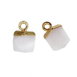 Charm in Ottone con Pietra Semipreziosa Cubo Sfaccettato 10mm