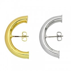 Brass Earring Half Hoop w/ Safety Back 30x17mm