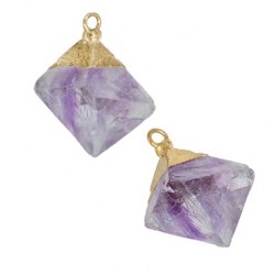 Amethyst Charm Rhombus 22x14mm