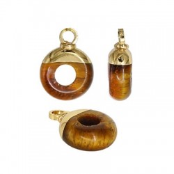 Tiger Eye Charm Round Donut 10mm