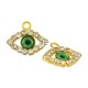 Breloque œil en Métal avec Strass 13 x 16 mm