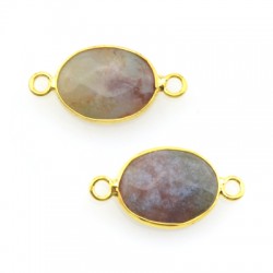 Brass Oval Setting 14x19mm With Egg Yellow Stone