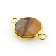 Brass Round Setting 15mm With Tiger Eye Stone