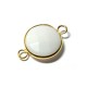 Conector de Latón Redondo con Piedra Semipreciosa Onyx Blanco 15mm