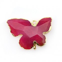 Agate Butterfly Pendant with Brass Setting  20x30mm