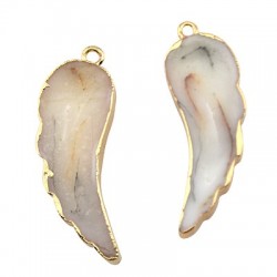 Pendentif Plume en Agate Artificiel 17x45mm