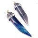 Pendentif Corne en Agate avec Embout Strassé 17x59mm