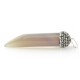 Pendentif Corne en Agate avec Embout Strassé 17x59mm