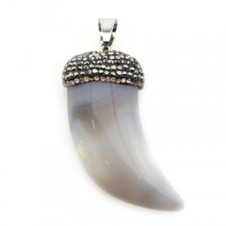 Agate Pendant Tooth 17x59mm with Strass