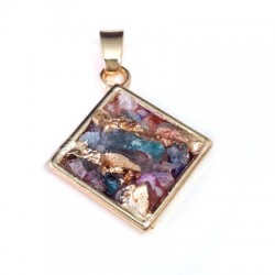 Pendentif en Pierre Geodes avec Embout Doré 25mm