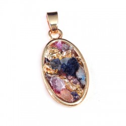 Geodes Pendant Oval 16x25mm with Stones