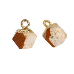 Charm in Ottone con Pietra Semipreziosa Cubo Sfaccettato 10mm