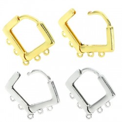 Brass Earring Rhombus Hoop w/ Loops 14mm