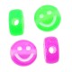 Acrylic Bead Flat Round Smile Face 10mm/5mm (Ø2mm)