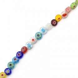 Millefiori Glass Bead Flat Round 6mm (65pcs/string)