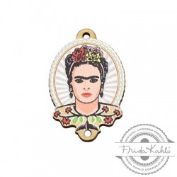 Ξύλινο Στοιχείο Οβάλ Frida Kahlo για Μακραμέ 20x25mm