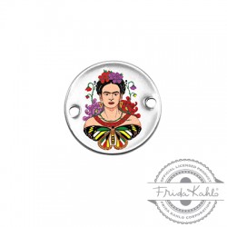 Connettore in Metallo Ottone Rotondo con Frida Kahlo 20mm