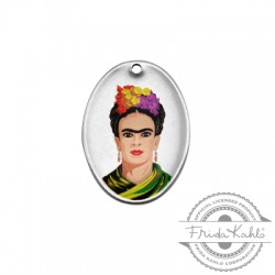 Μεταλλικό Μπρούτζινο Μοτίφ Οβάλ Frida Kahlo 21x29mm