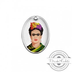 Μεταλλικό Μπρούτζινο Μοτίφ Οβάλ Frida Kahlo 21x29mm