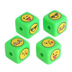 Acrylic Bead Cube w/ Smile Face 15.5mm (Ø3mm)