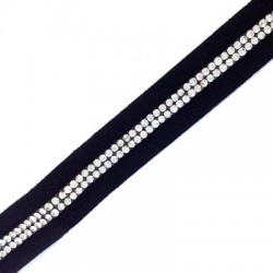 Synthetic Suede Ribbon 15mm with Crystal Stones 2mm (~1mtr/pack)