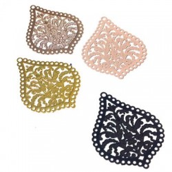 Brass Laser Cut Filigree Charm Teardrop 21x25mm