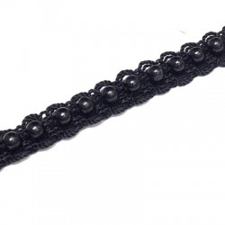 Polyester Ribbon with Pearls 10mm (~2yards/pack)