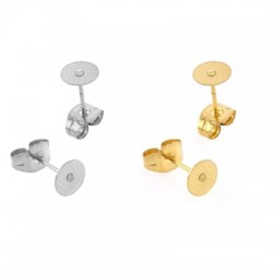 Orecchino a Perno in Acciaio Inossidabile 304 Base Rotonda con Farfallina 6mm