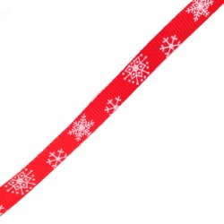 Ribbon Polyester Christmas w/ Snowflake 10mm(~25yards/spool)
