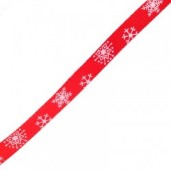Ruban Polyester « Noël avec Flocon de Neige » 10 mm (Environ 25 Yards/Bobine)